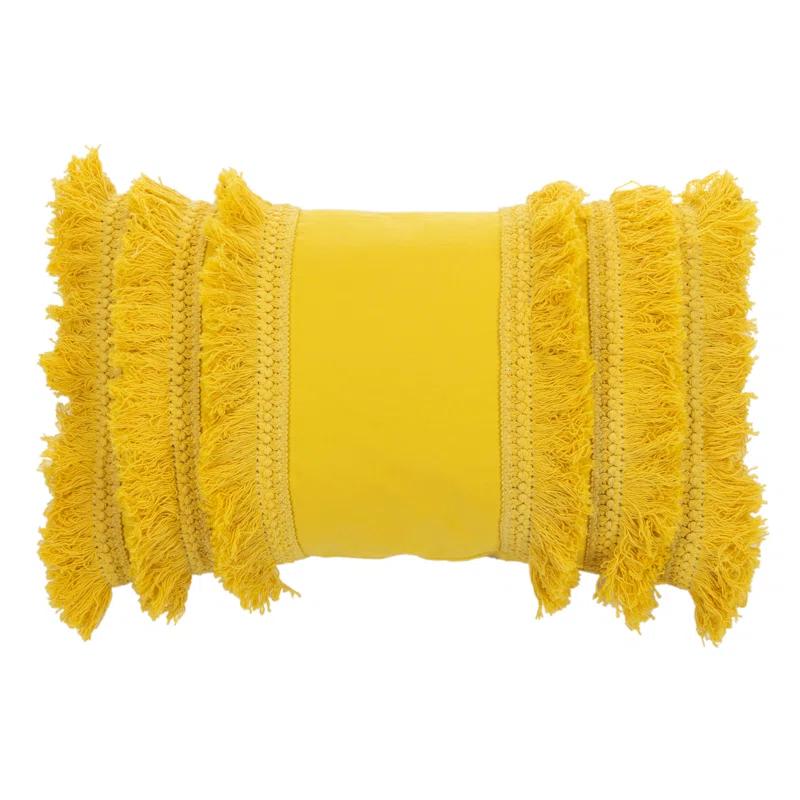 Fringed Cotton Throw Pillow