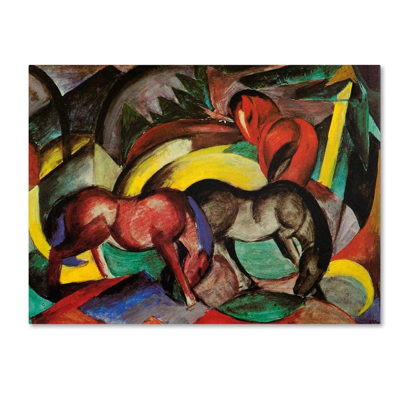 Trademark Fine Art " Three Horses 1912 " by Franz Marc