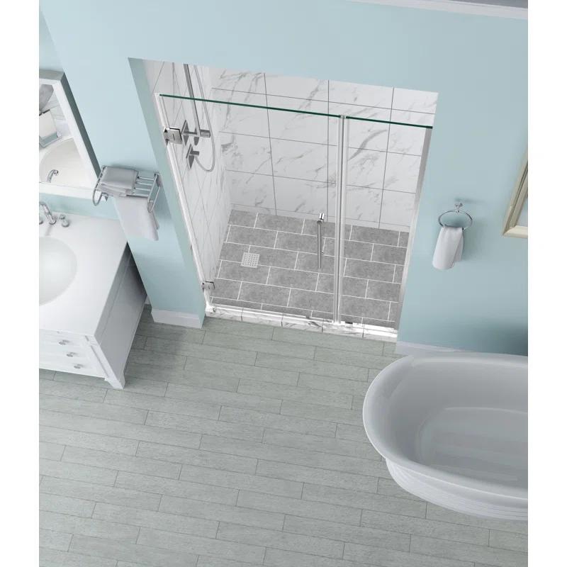 Belmore 62" W x 72" H Hinged Frameless Shower Door