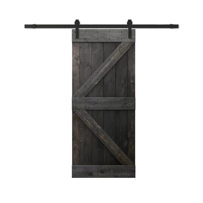 TMS 84'' Solid Wood Paneled Painted with Installation Hardware Kit Barn Door