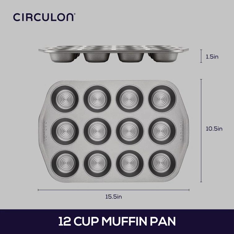 Circulon Bakeware Nonstick Muffin Pan / Cupcake Pan, 12-Cup, Gray & Reviews | Wayfair