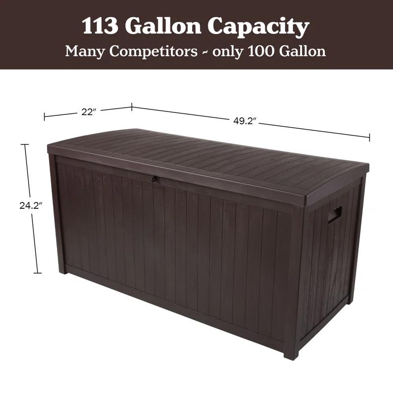 Pure Garden Outdoor Storage Box - 113 Gallon Lockable Deck Box for Pool Accessories, Patio Furniture Cushions, or Package Delivery for Outside by Pure Garden