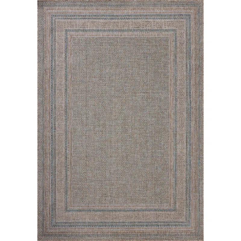 Topanga III Indoor / Outdoor Rug by Amber Lewis x Loloi - Natural and Teal / 7'10" x 10'