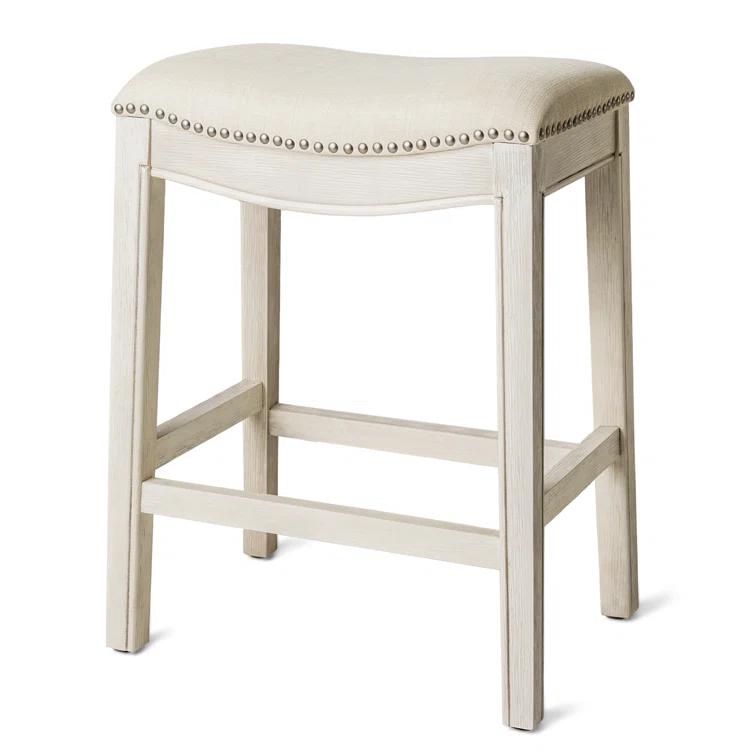 Maven Lane Adrien Saddle Barstool with Vegan Leather Upholstery