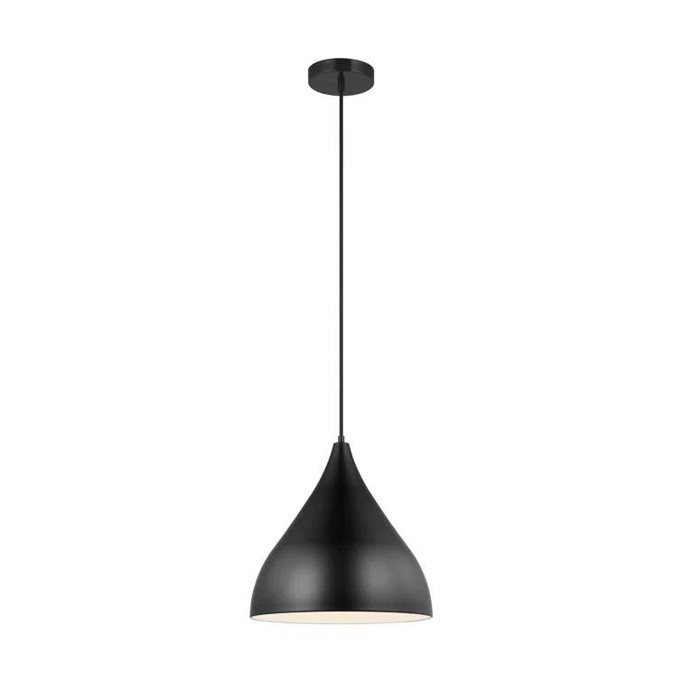 Midnight Black 14" Glass Pendant Light with Steel Shade