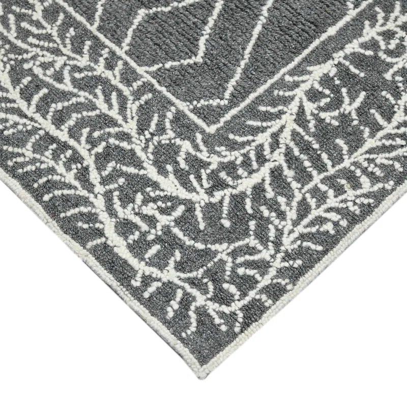 Union Rustic Ahniyla Dark Gray Hand-Hooked Wool Area Rug