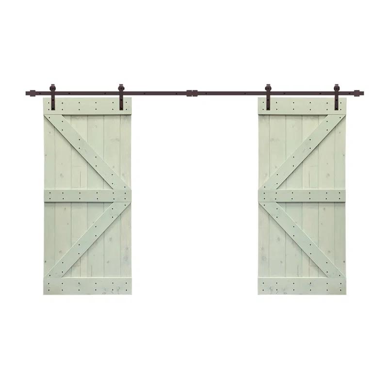 Calhome 84'' Solid Wood Paneled Painted with Installation Hardware Kit Barn Door
