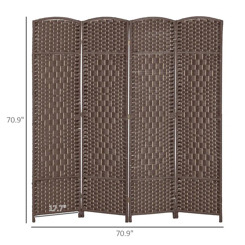 Winston Porter 3 Panel Room Divider, 6' Tall Folding Privacy Screen, Hand-Woven Freestanding Wall Partition For Home Office, Bedroom
