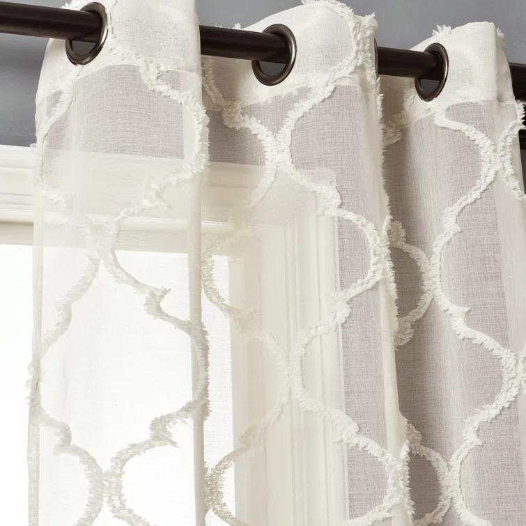 Lush Decor Avon Trellis Sheer Polyester Sheer Curtain Pair (Set of 2)