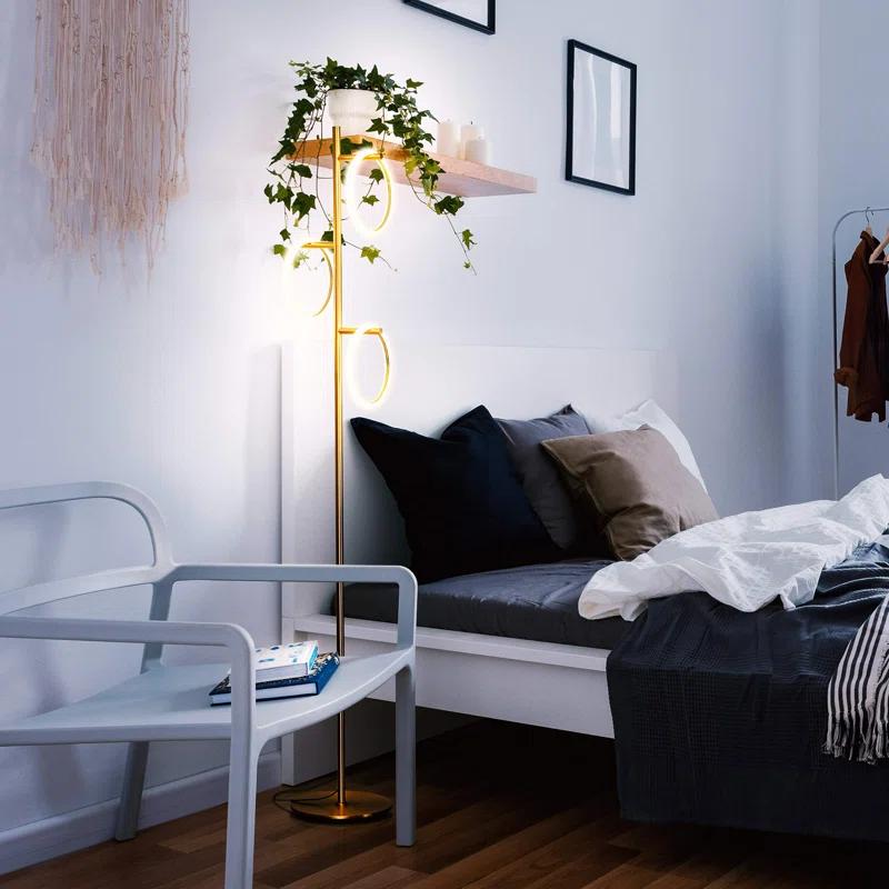 Brightech Saturn 66" Modern LED Floor Lamp with 3 Removable Ring Lights and Gold Finish, 3-Way Dimming