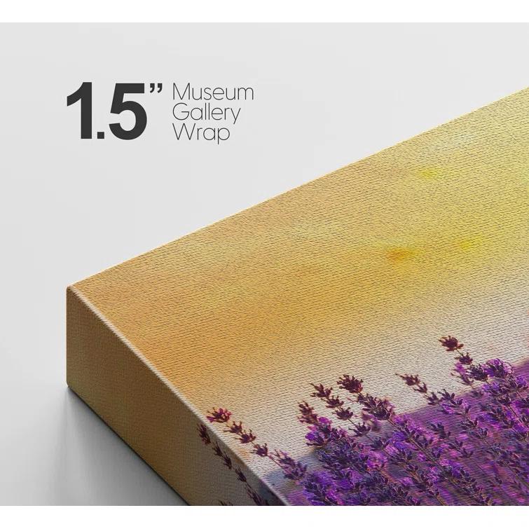 IDEA4WALL Flower Blossom " Lavender Flower Field At Sunset Floral Plants Photography Modern Art Rustic "
