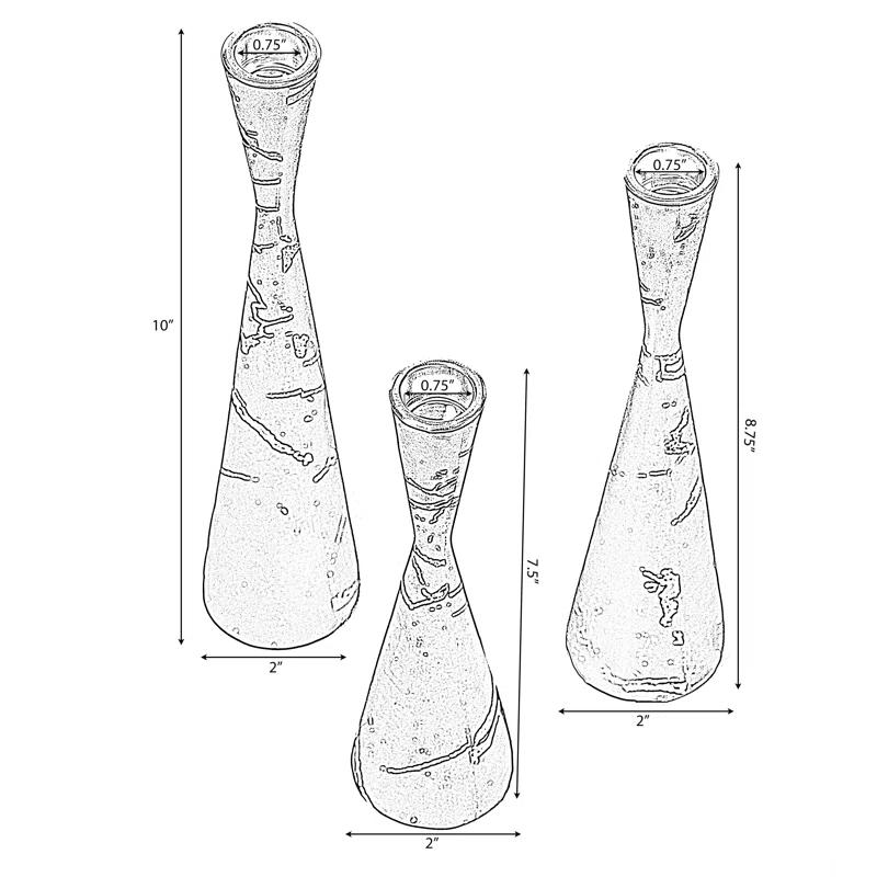 Ivy Bronx Marble Resin Candle Holders - 3 Set Taper Candlesticks for Home Decor, Table Centerpieces, White