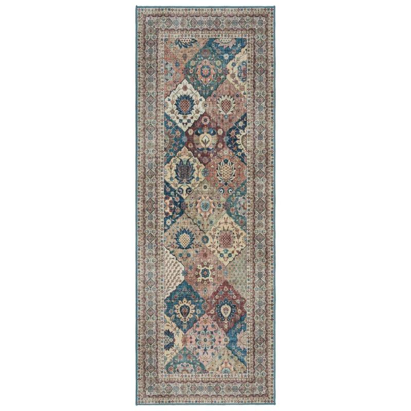 Gertmenian Crystal Print Cinzia Washable Digital Print Traditional Patchwork Border Area Rug