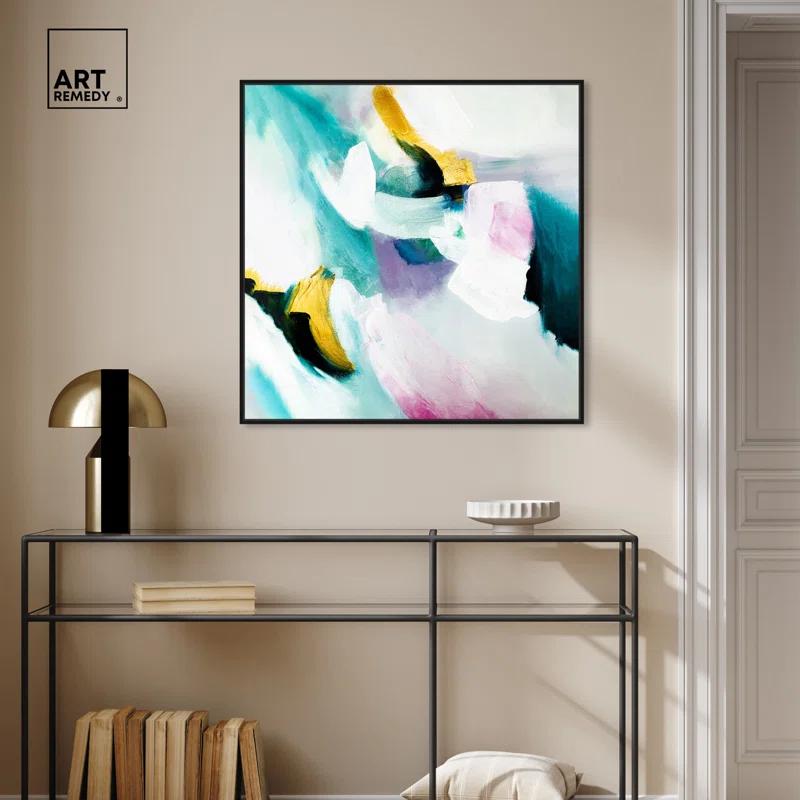 Art Remedy Art Remedy Still Violas Framed Blue Abstract 1 Piece Canvas Wall Art 56586