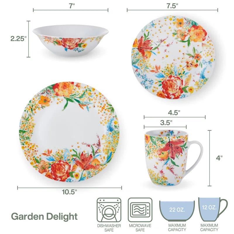 Fitz and Floyd Fitz and Floyd Garden Delight 32-Piece Porcelain Dinnerware Set, Service for 8