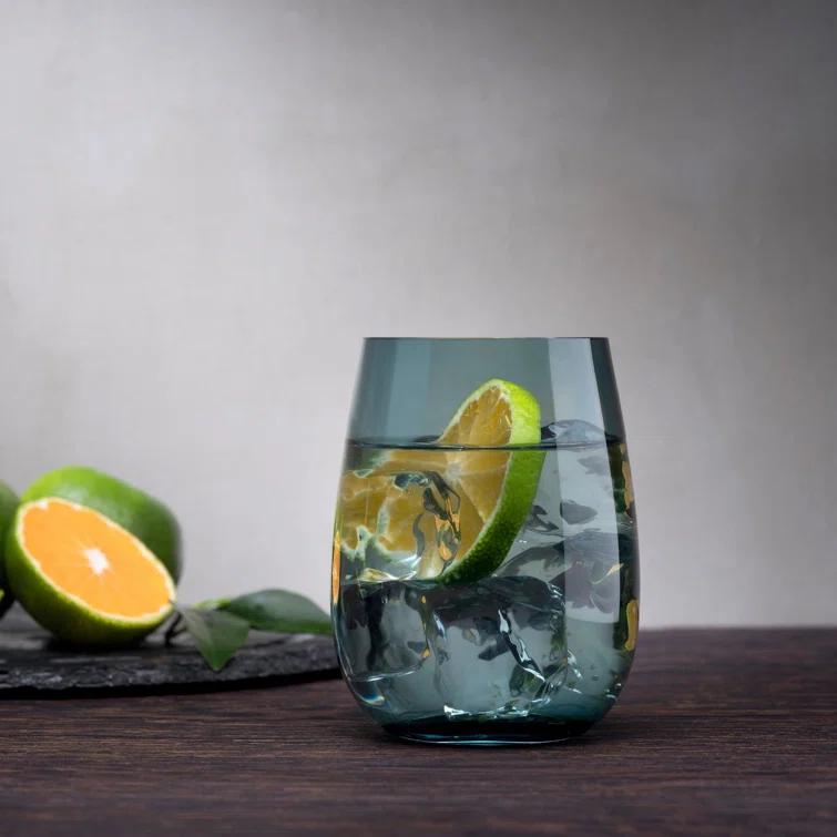 Colored U 15 oz. Lead Free Crystal Drinking Glass