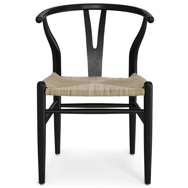 Simpli Home Chocolate Solid Wood Dining Chair with Y-Back Design in Mid-Century Modern Style (Set of 2) (Set of 2)