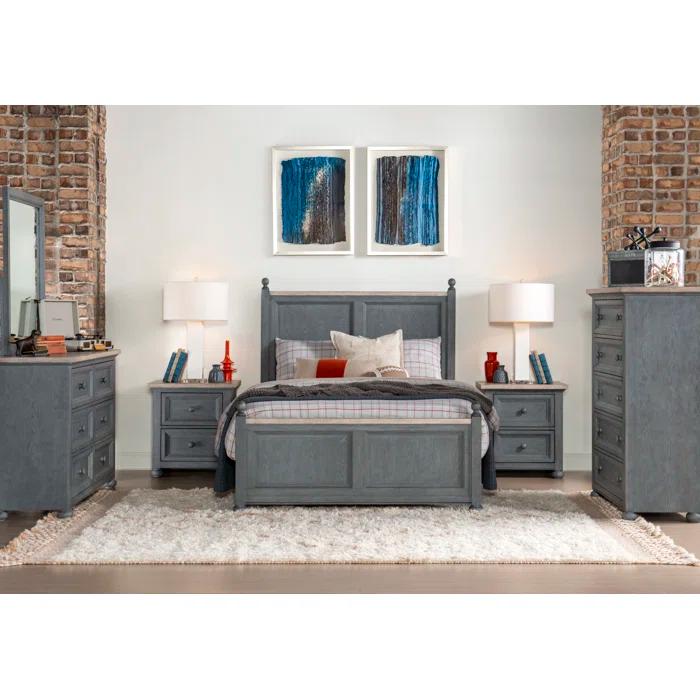 Lea 2 - Drawer Solid Wood Nightstand in Gray/Brown