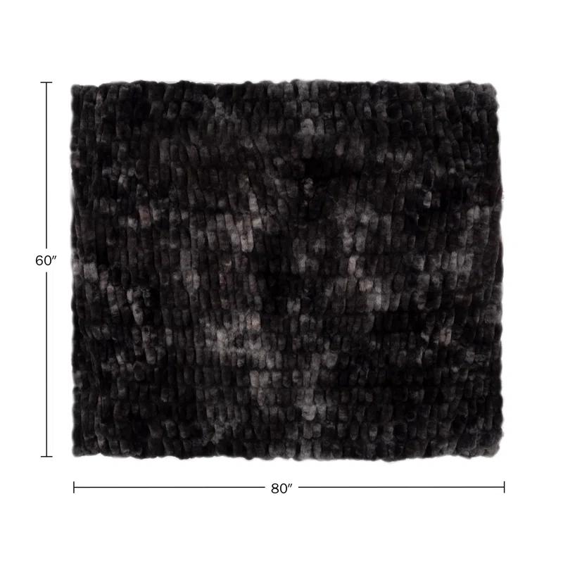 Lavish Home Lavish Home Oversized Ruched Faux Fur Blanket - 60x80-Inch Jacquard Faux Fur Queen-Size Throw for Sofas and Beds - Luxurious Bedding