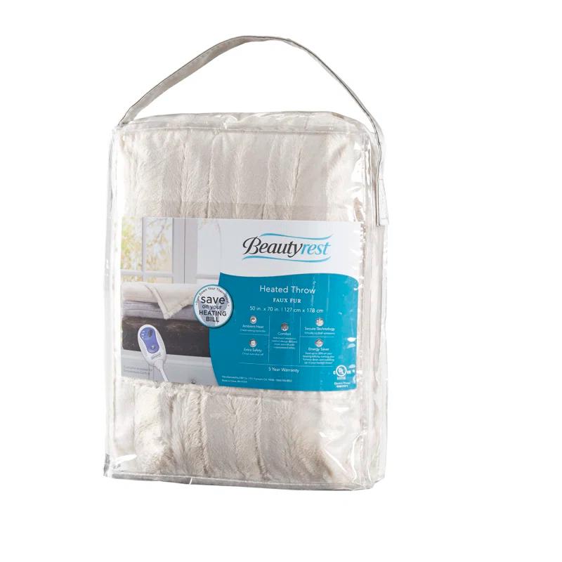 Beautyrest Heated Duke Faux Fur Throw