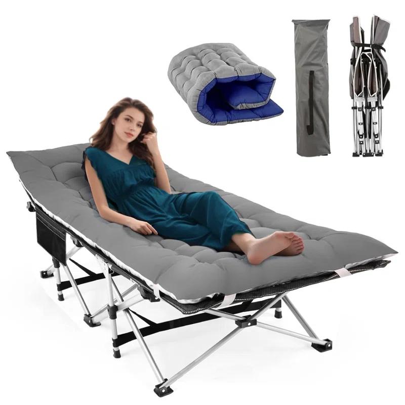 Himimi Portable Folding Camping Cot Sleeping Cot with Carry Bag and Mattress for Travel, Camping, Outdoor