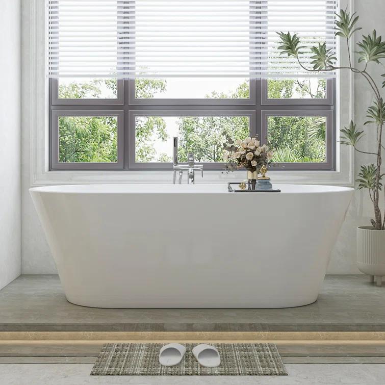 Vanity Art 67'' x 32'' Freestanding Soaking Acrylic Bathtub VA6815-NLW-ORB