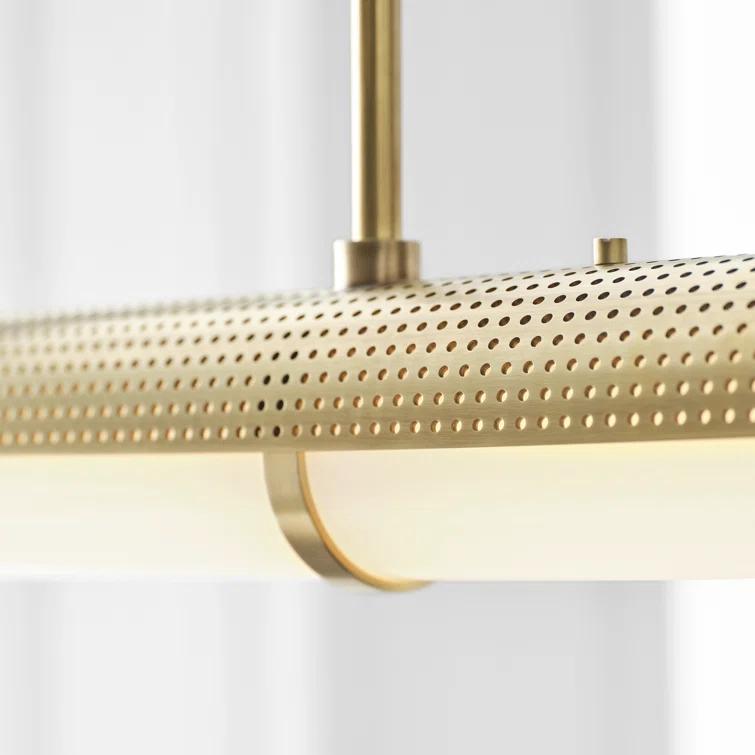 Modern Precision 50'' Brass and Crystal LED Linear Chandelier
