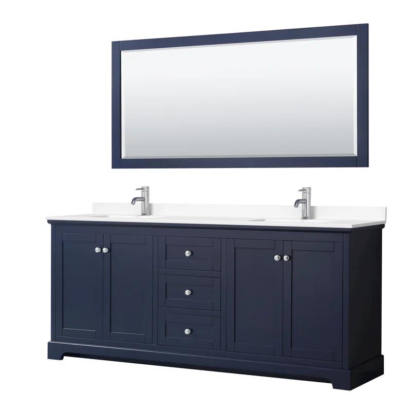 Wyndham Collection Avery 80'' Double Bathroom Vanity with Marble Top with Mirror