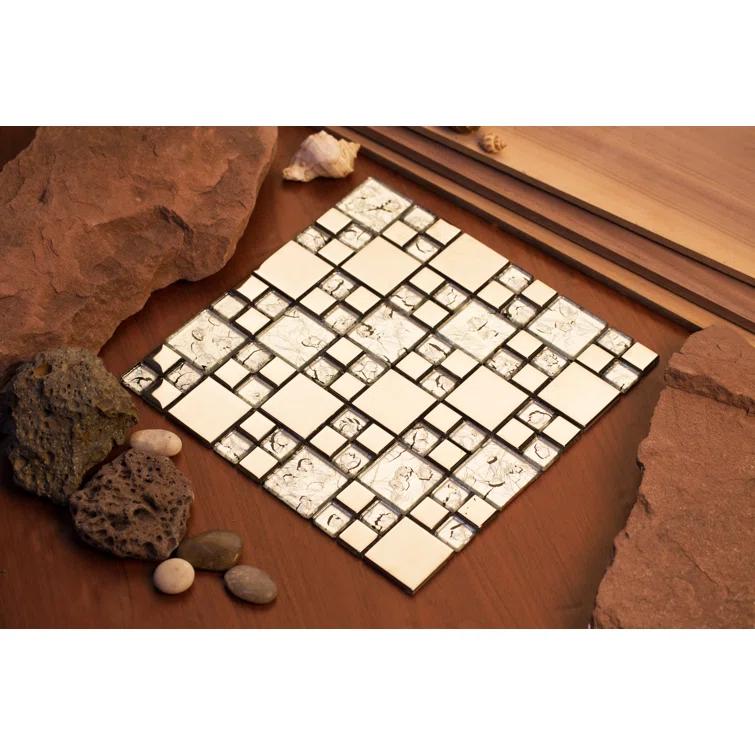 Rousha Random Sized Glass Random Mosaic Wall & Floor Tile