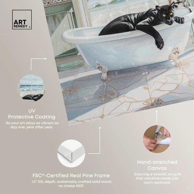 Art Remedy Panther Arch Bathroom Canvas Glam Bathroom Art by Art Remedy