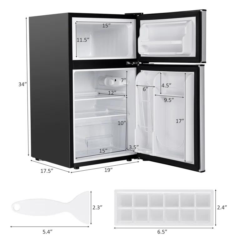 Costway Costway 3.2 Cubic Feet Portable Freestanding Mini Fridge with Freezer