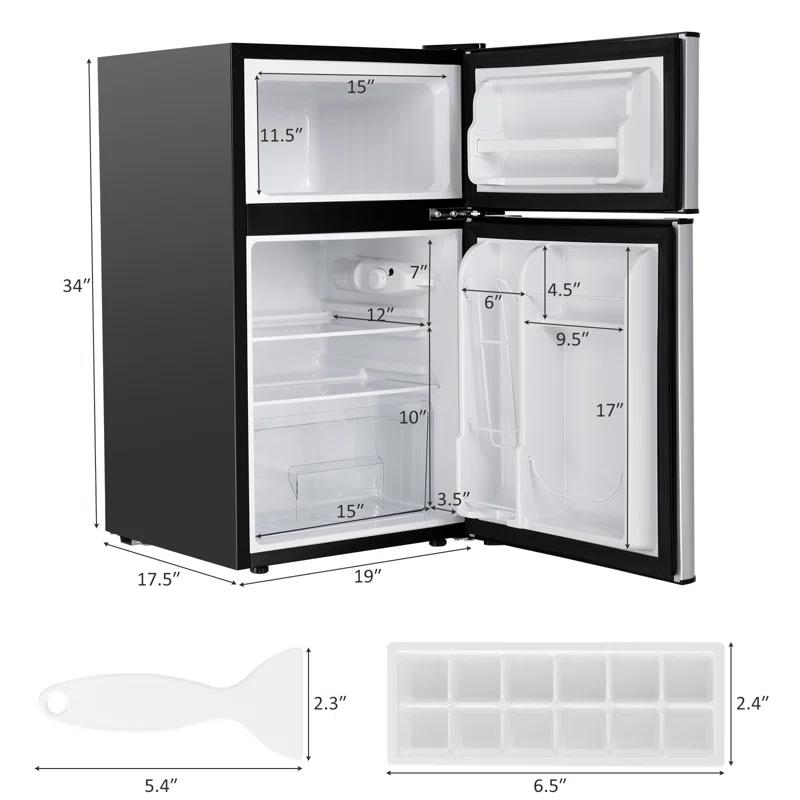 Costway Costway 3.2 Cubic Feet Portable Freestanding Mini Fridge with Freezer
