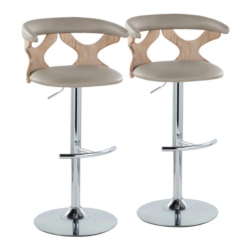 LumiSource Gardenia Swivel Upholstered Adjustable Height Counter Stool with Metal Frame (Set of 2)