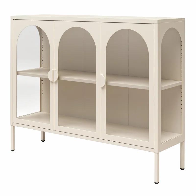 CosmoLiving by Cosmopolitan Chloe Metal Accent Cabinet With 3 Arched Glass Doors