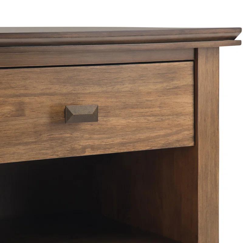 Simpli Home Artisan 24"W Solid Wood Nightstand with Drawer and Shelves