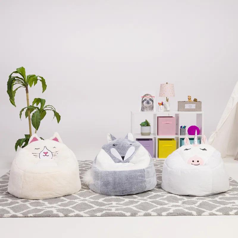 Posh Creations Animal Bean Bag Chair Structured Comfy, Cozy and Soft Filled Kid Bean Bag Lounger Seat for Gaming, Reading and Watching TV, for Children, Multiple Faux Fur Animal Chair Designs & Reviews | Wayfair