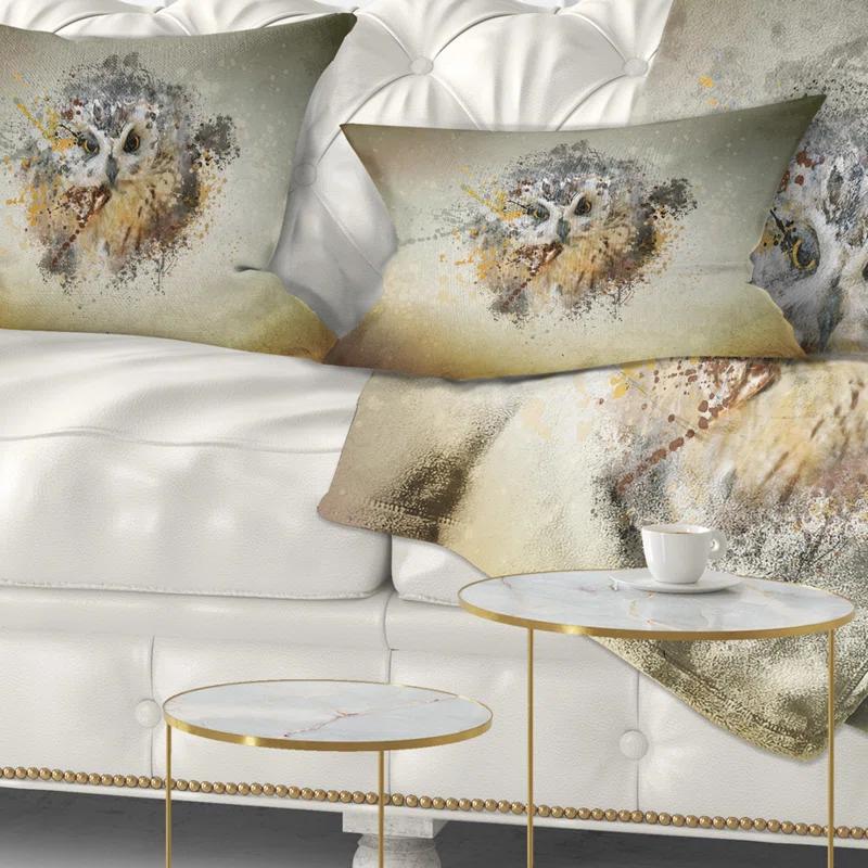 Design Art Large Gracing Owl - Animal Printed Throw Pillow