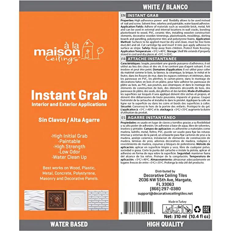 A La Maison Ceilings Instant Grab - Ceiling Tile, Wall Panel and Crown Molding Water Based Adhesive (Set of 6)