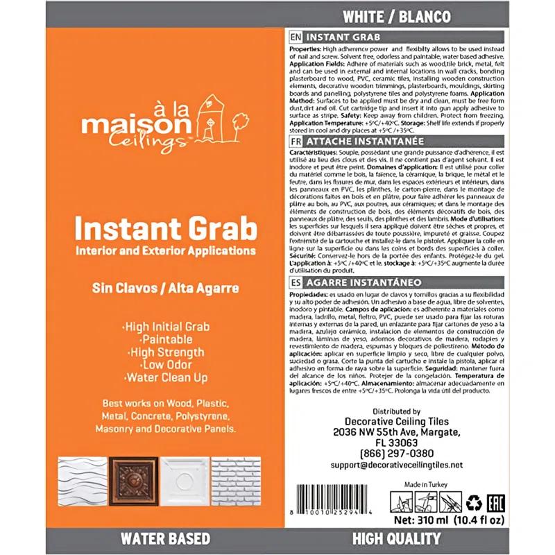 A La Maison Ceilings Instant Grab - Ceiling Tile, Wall Panel and Crown Molding Water Based Adhesive (Set of 6)
