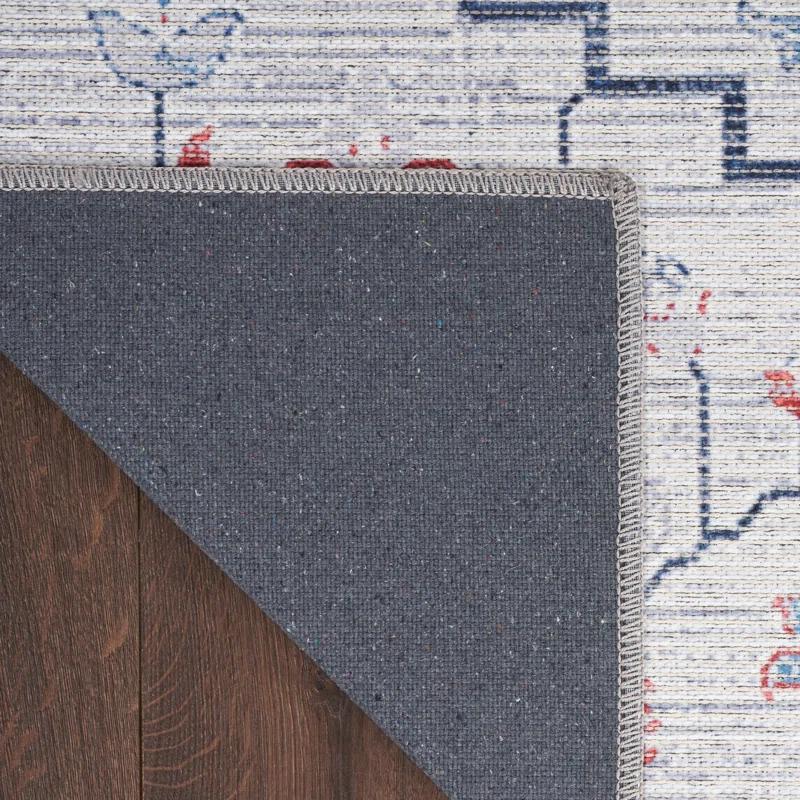 Bungalow Rose Oriental Machine Washable Area Rug in Gray