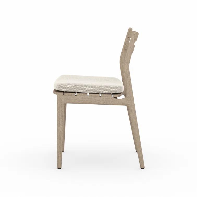 Contemporary Charcoal Teak Side Chair with UV-Resistant Cushion