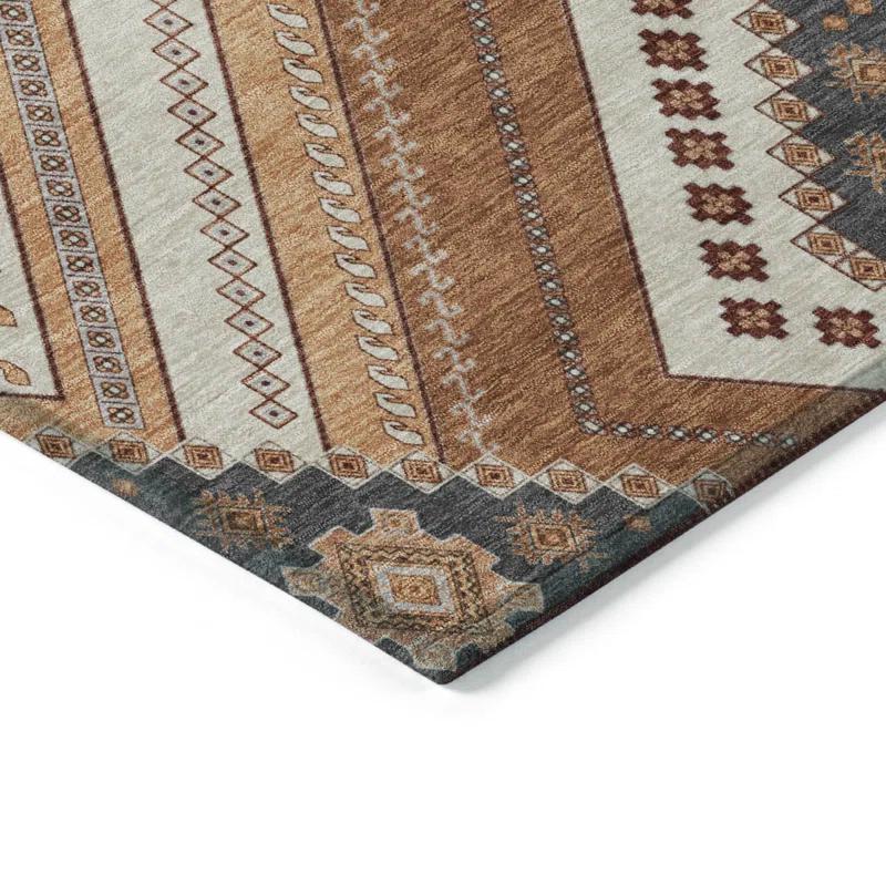 Machine Washable Indoor/Outdoor Chayden ACN1010 Copper 8' x 8' Round Rug