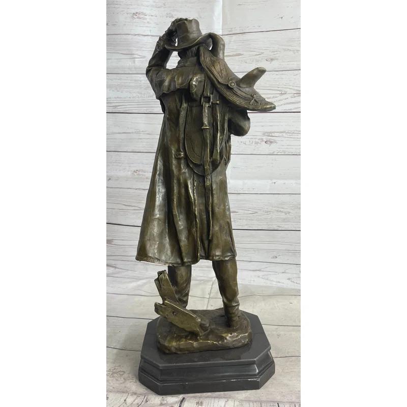 Canora Grey Tashiana Country Western Cowboy Hauling Saddle Bronze Sculpture Statue Art Decor