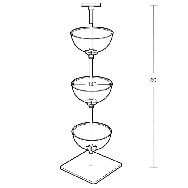 Azar Displays Three-Tiered 14" Bowl Floor Display