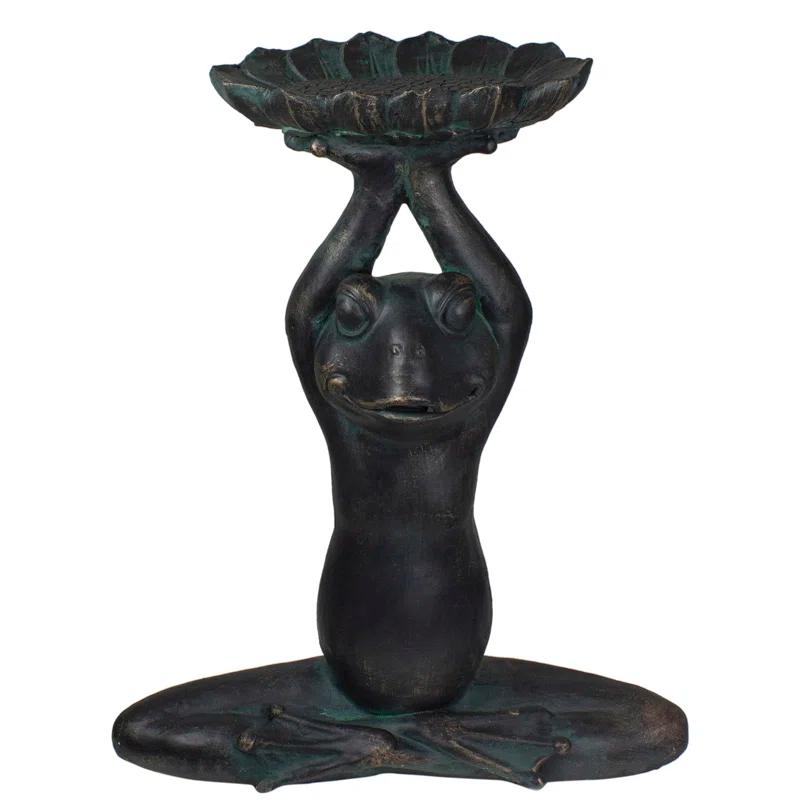 Northlight Seasonal 22.25" Gray Yoga Frog with Bird Feeder Outdoor Garden Statue