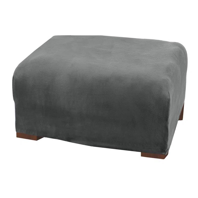 Latitude Run® Velvet Plush Stretch Ottoman Slipcover
