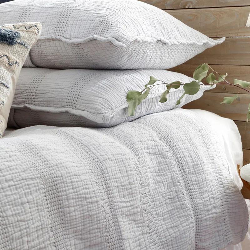 Nantucket Cotton Matelassé Sham by Pom Pom at Home - Grey / Standard
