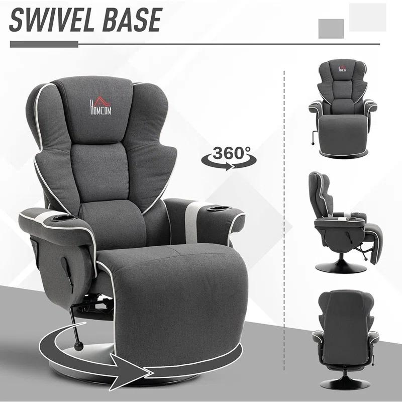 HomCom Faux Leather Manual Swivel Ergonomic Recliner | Wayfair