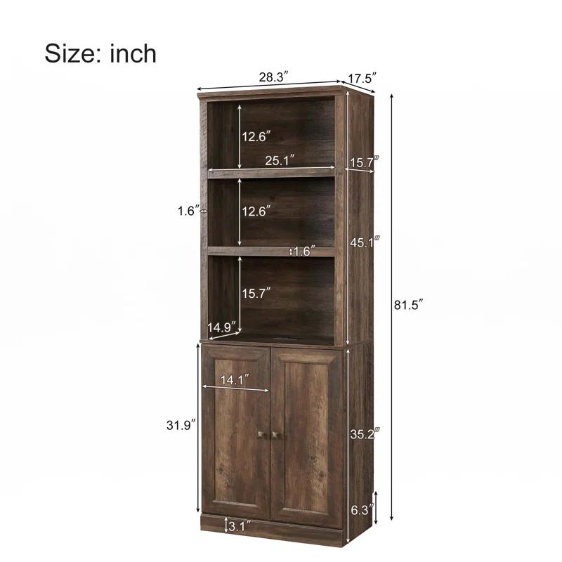 LOONGFIELD Full Size Half Self-Close And Open Murphy Bed With 2 Side Cabinet Storage Shelf, Cabinet Space-Saving Bed Perfect For Guest Room, Bed Room, Guest Room, Home Office