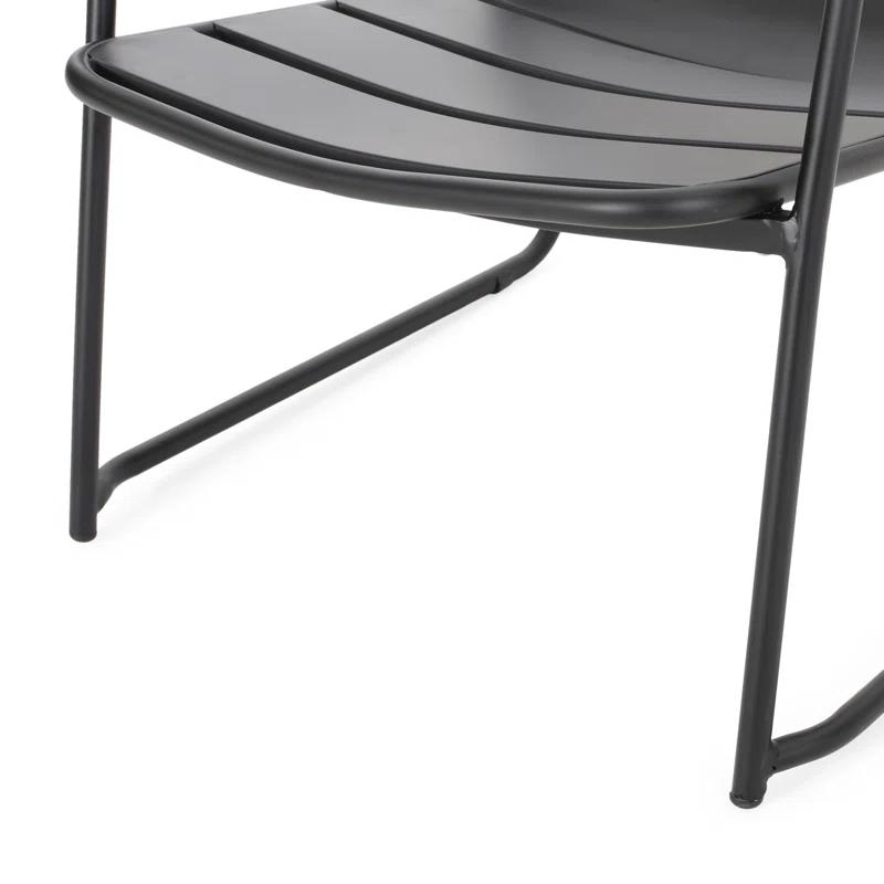 Hokku Designs Modern Metal Frame Outdoor Dining Chairs (Set of 2)